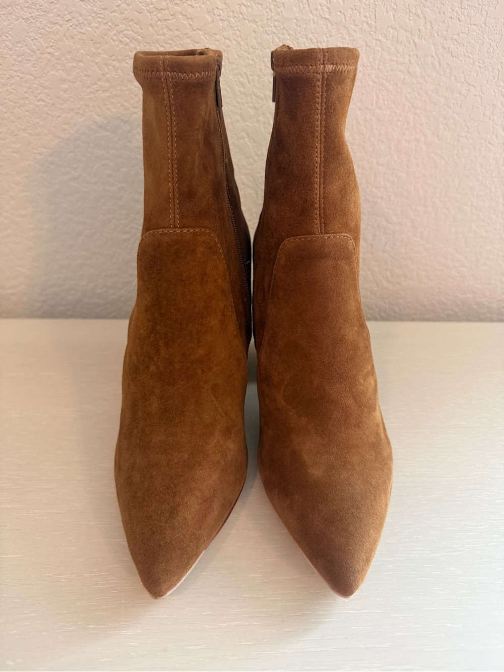 Loeffler Randall Chestnut Suede Pointed Toe Block Heel Ankle Boots - Picture 6 of 13